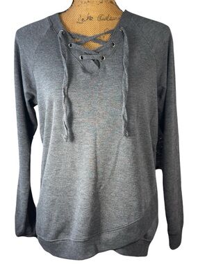 The Sweatshirt Project gray lace-up pullover sweatshirt Women’s size small | ak